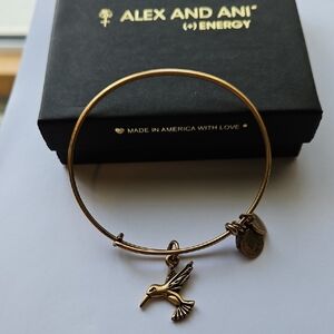 Alex and Ani Gold Hummingbird Charm Bracelet